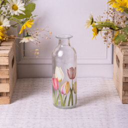 Annibells Floral Vintage Clear Glass Bottle Bud Vases - Small - thumbnail 1