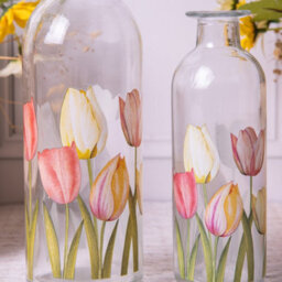 Annibells Floral Vintage Clear Glass Bottle Bud Vases - Small - thumbnail 2