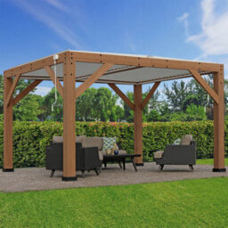 Yardistry Direct UK Meridian 13 X 11 (4M X 3.4M) Wood Pergola With Louvered Roof - thumbnail 3