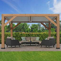 Yardistry Direct UK Meridian 13 X 11 (4M X 3.4M) Wood Pergola With Louvered Roof - thumbnail 2