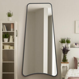 Mirroroutlet The Coartans Black Metal Isoscelles Trapezoid Shape Framed Wall Mirror With Arched Bottom 200Cm X 95Cm - thumbnail 1