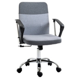 Vinsetto Office Chair Linen Swivel Desk Chair Home Study Rocker W/ Wheel, Grey - thumbnail 2
