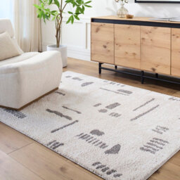 Livabliss Fossay Shaggy-Washable Beige Charcoal Modern Hig Pile Living Bedroom Rug 160 X 213 Cm Easy Care, Non Shedding - thumbnail 2