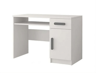 Arte Modern White Computer Desk H760mm W1100mm D500mm - Grey Handles For Contemporary Study Areas - image 1