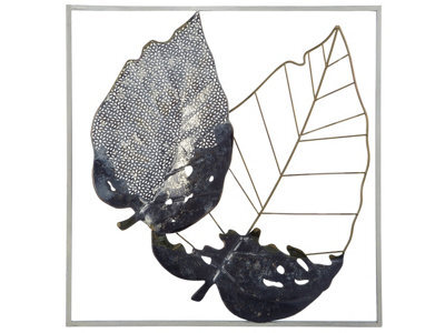 Beliani Multicolour Hand-Crafted Metal Leaf Wall Art - Square Iron Frame, Vertical Contemporary Sculpture (W50 X D4 X H50Cm) - image 1