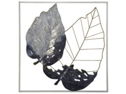 Beliani Multicolour Hand-Crafted Metal Leaf Wall Art - Square Iron Frame, Vertical Contemporary Sculpture (W50 X D4 X H50Cm)
