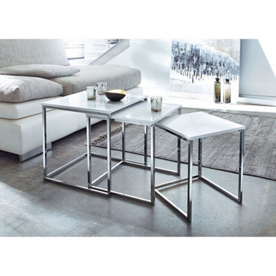 Aspect Furniture Murano Gloss Set Of 3 Nesting Tables,white - image 1