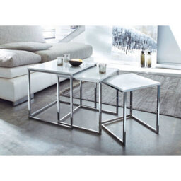 Aspect Furniture Murano Gloss Set Of 3 Nesting Tables,white - thumbnail 1