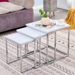Aspect Furniture Murano Gloss Set Of 3 Nesting Tables,white - thumbnail 2
