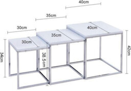 Aspect Furniture Murano Gloss Set Of 3 Nesting Tables,white - thumbnail 3