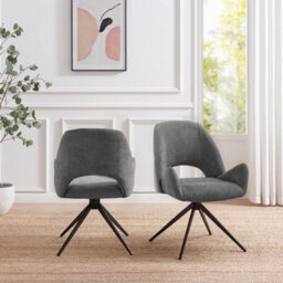 Furniturebox Uk 2X Layla Grey Fabric Swivel Dining Chairs - thumbnail 3