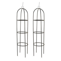 Gainsborough Garden Obelisks Arch Plant Flower Metal Frame, 1.9M ,set Of 2, Strong Tubular Steel, Hooped Finial - thumbnail 2