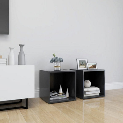 Berkfield Tv Cabinets 2 Pcs Grey 37X35X37 Cm Engineered Wood - image 1