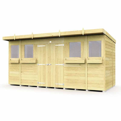 Buttercup Farm 14 X 6 Feet Pent Summer Shed - Wood - L178 X W417 X H201 Cm - image 1