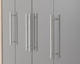 Seconique Seville 4 Door 2 Drawer Wardrobe Grey High Gloss And Light Oak Effect Veneer - thumbnail 6