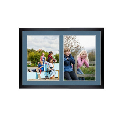 AK Frames 20X14 Black Sleek Multi Photo Frame With Pompadour Mount - Holds 2 Apertures (2X) A4 Photos - image 1