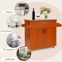 Costway Kitchen Island Cart Rolling Storage Trolley Cart W/ Lockable Rubber Casters - thumbnail 5