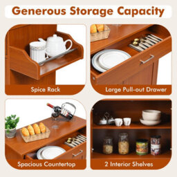 Costway Kitchen Island Cart Rolling Storage Trolley Cart W/ Lockable Rubber Casters - thumbnail 6
