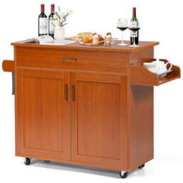 Costway Kitchen Island Cart Rolling Storage Trolley Cart W/ Lockable Rubber Casters - thumbnail 1