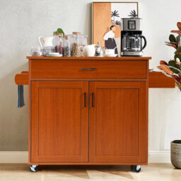 Costway Kitchen Island Cart Rolling Storage Trolley Cart W/ Lockable Rubber Casters - thumbnail 4