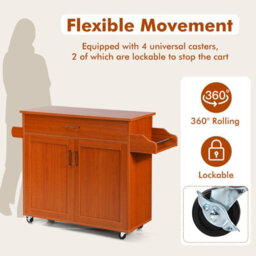 Costway Kitchen Island Cart Rolling Storage Trolley Cart W/ Lockable Rubber Casters - thumbnail 7