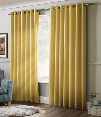 "Alan Symonds 100% Blackout Ring Top Curtains 41"" X 72"" Ochre"