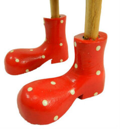 40Cm Bamboo Wooden Duck Garden Ornament Wellington Boots Duck - Red - thumbnail 2