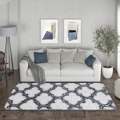 Living And Home Modern Rectangle Geometric Indoor Shag Area Rugs Plush Fluffy Carpets 100X180 Cm - image 1