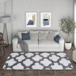 Living And Home Modern Rectangle Geometric Indoor Shag Area Rugs Plush Fluffy Carpets 100X180 Cm - thumbnail 1