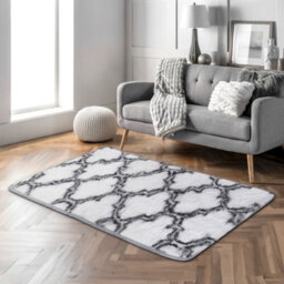 Living And Home Modern Rectangle Geometric Indoor Shag Area Rugs Plush Fluffy Carpets 100X180 Cm - thumbnail 2