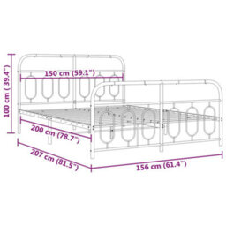 Berkfield Metal Bed Frame Without Mattress With Footboard Black 150X200Cm - thumbnail 8