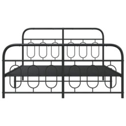 Berkfield Metal Bed Frame Without Mattress With Footboard Black 150X200Cm - thumbnail 4