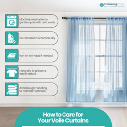 "Neel Blue Voile Curtains Slot Top, 2 Curtains, Sky Blue - 56"" Width X 72"" Drop" - thumbnail 3