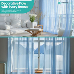 "Neel Blue Voile Curtains Slot Top, 2 Curtains, Sky Blue - 56"" Width X 72"" Drop" - thumbnail 7