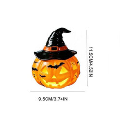 Amorly Small Pumpkin Desk Lamp With Witch Hat, Halloween Tabletop Decorations For Indoor & Outdoor, Bedroom, Living Room, Home, Office - thumbnail 4