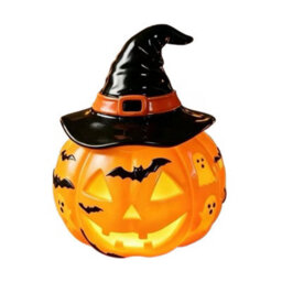 Amorly Small Pumpkin Desk Lamp With Witch Hat, Halloween Tabletop Decorations For Indoor & Outdoor, Bedroom, Living Room, Home, Office - thumbnail 1