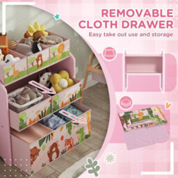 Aiyaplay Kids Toy Storage Unit With 6 Storage Boxes For Playroom, Pink - thumbnail 5