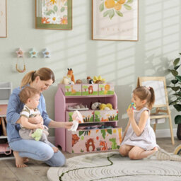 Aiyaplay Kids Toy Storage Unit With 6 Storage Boxes For Playroom, Pink