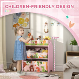 Aiyaplay Kids Toy Storage Unit With 6 Storage Boxes For Playroom, Pink - thumbnail 7