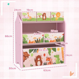 Aiyaplay Kids Toy Storage Unit With 6 Storage Boxes For Playroom, Pink - thumbnail 3