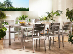 Beliani Garden Dining Table Vernio 180 Cm 90 Cm Metal Grey - thumbnail 2