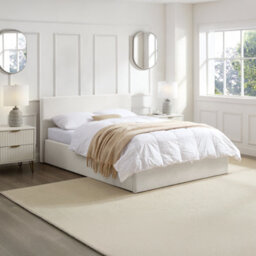 Teddy Boucle 4Ft6 Double Gas Lift Up Ottoman Storage Bedframe (H: 88.5Cm X W: 153Cm X L: 203Cm) (White) - thumbnail 2