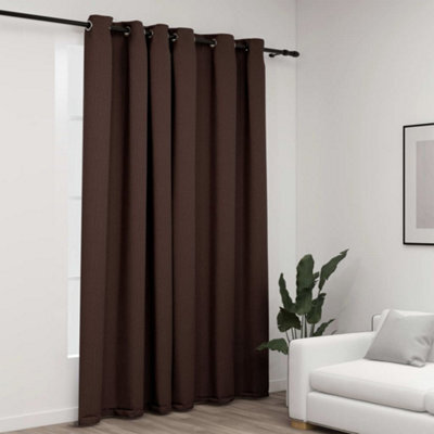 Vidaxl Linen-Look Blackout Curtain With Grommets Taupe 290X245Cm - image 1