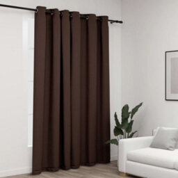 Vidaxl Linen-Look Blackout Curtain With Grommets Taupe 290X245Cm
