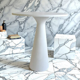 Fino Stone Conico White Solid Stone Contemporary Bathroom Table 700mm - thumbnail 2