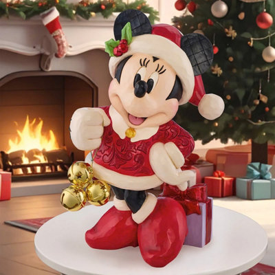 Xample Disney Jim Shore Minnie Mouse 17 Inch Statue With Jingle Bell, Santa Hat, Festive Christmas Decoration - image 1