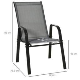 Outsunny Set Of 4 Garden Dining Chair Set Outdoor W/ High Back, Dark Grey - thumbnail 3