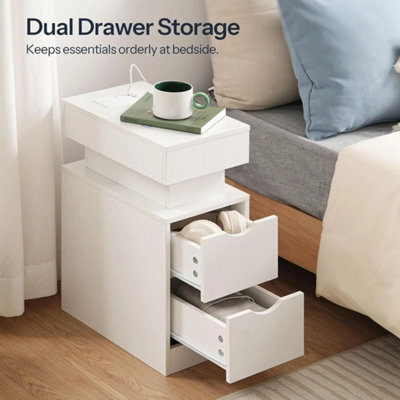 Bedside Table With Charging Station Led Nightstand Side Table With Power - image 1