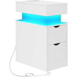 Bedside Table With Charging Station Led Nightstand Side Table With Power - thumbnail 6