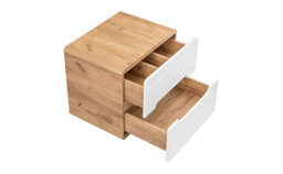 Impact Furniture Wall Hung Vanity Unit 600mm Countertop Bathroom Sink Cabinet With Drawers Handleless White Gloss Oak Arub - thumbnail 5